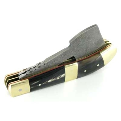 Damascus Folding Pocket Knife Blade Axe