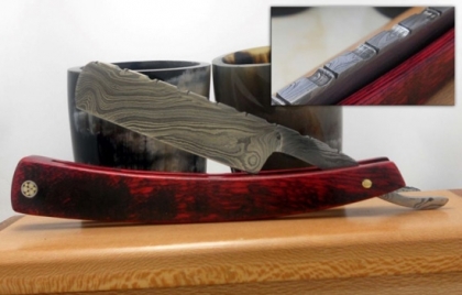 Damascus Steel Shaving Razor Colored Handle