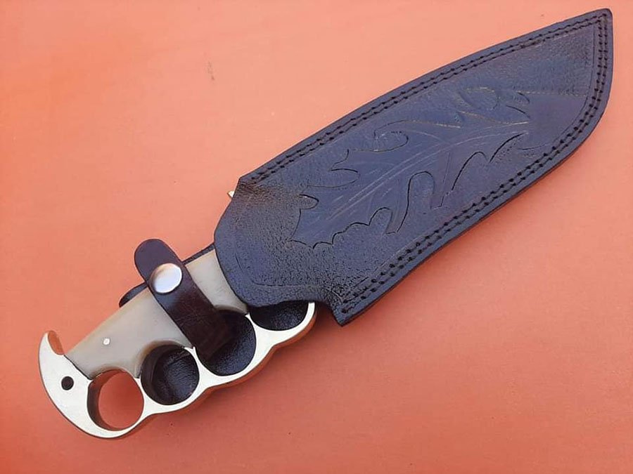 Handmade Teacker knife with Brass Knuckle and Wood/Bone handle image 2