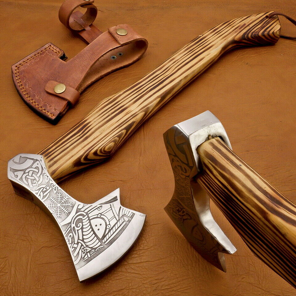 Viking Axe, Custom Handmade Engraved High Carbon Steel Axe