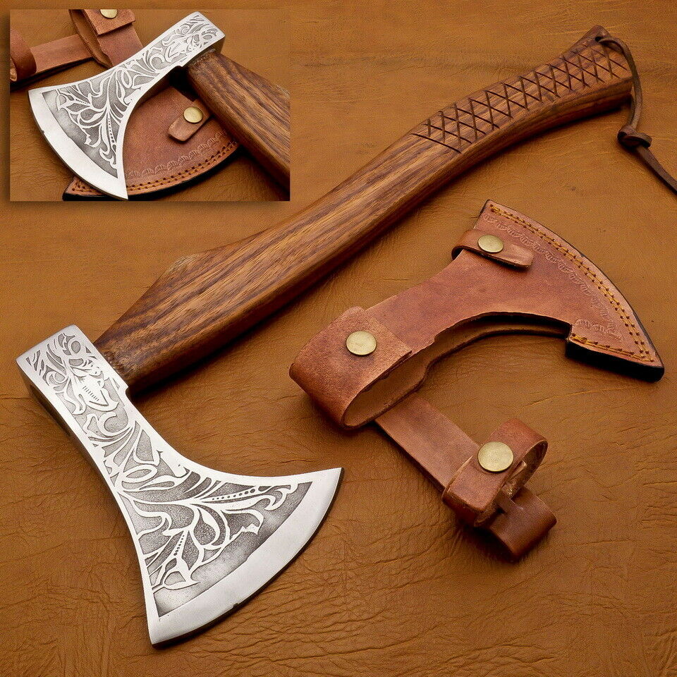 Viking Axe, Custom Handmade Engraved High Carbon Steel Axe