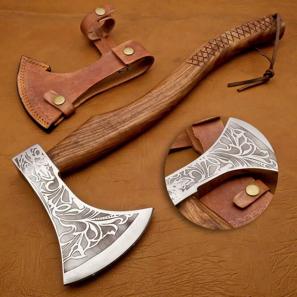 Viking Axe, Custom Handmade Engraved High Carbon Steel Axe