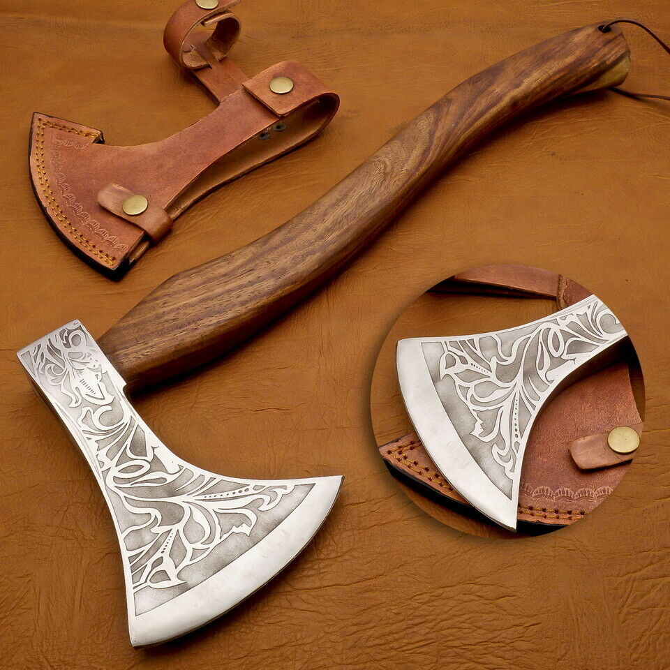Viking Axe, Custom Handmade Engraved High Carbon Steel Axe