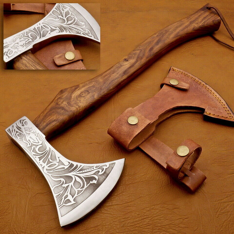 Viking Axe, Custom Handmade Engraved High Carbon Steel Axe