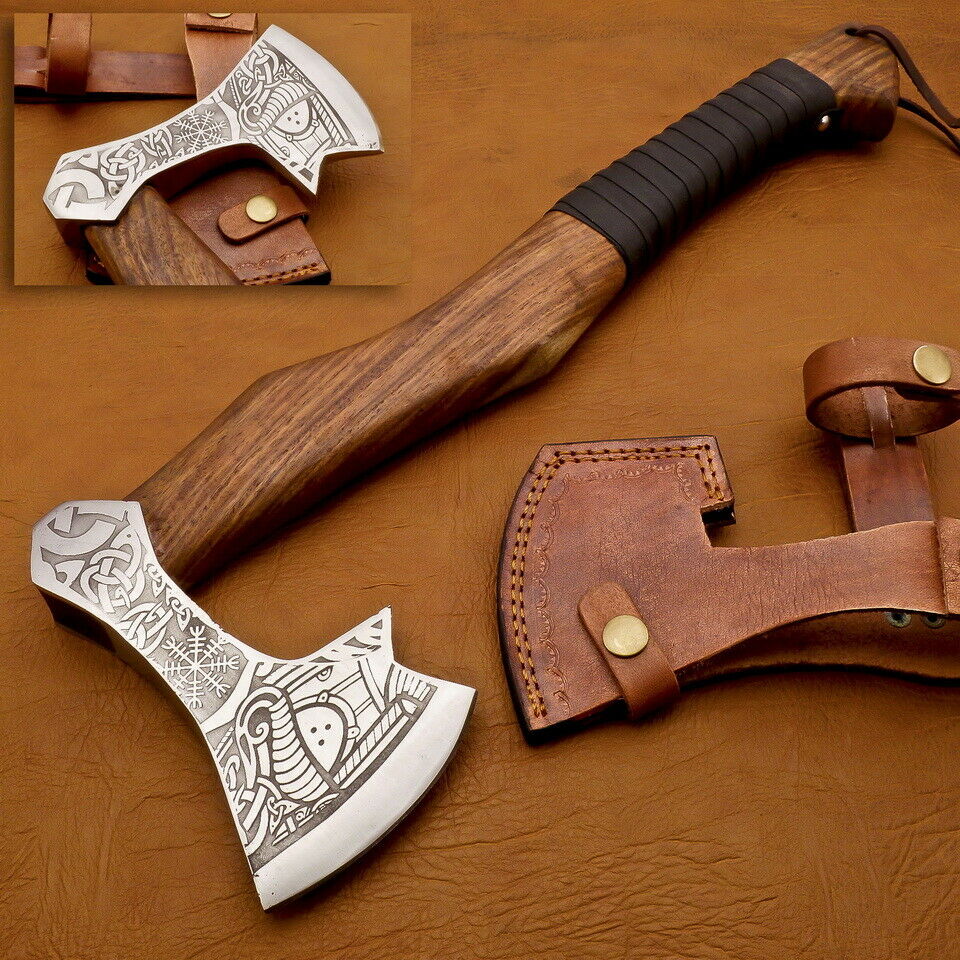 Viking Axe, Custom Handmade Engraved High Carbon Steel Axe