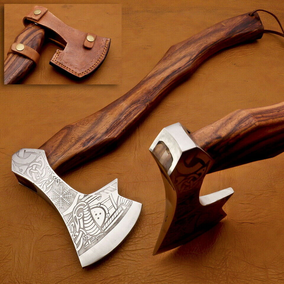 Viking Axe, Custom Handmade Engraved High Carbon Steel Axe