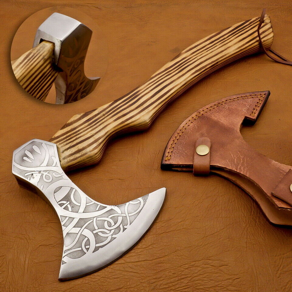 Viking Axe, Custom Handmade Engraved High Carbon Steel Axe