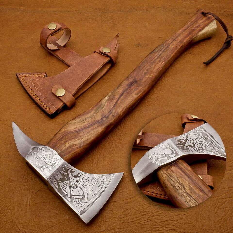 Viking Axe, Custom Handmade Engraved High Carbon Steel Axe