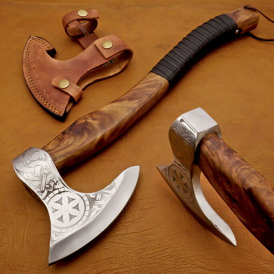Viking Axe, Custom Handmade Engraved High Carbon Steel Axe