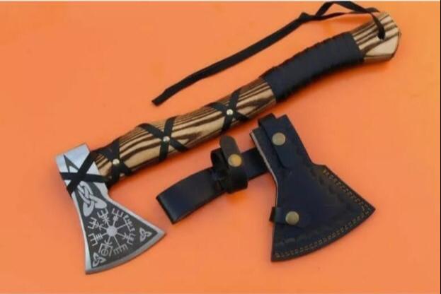 Viking Axe, Custom Handmade Engraved High Carbon Steel Axe