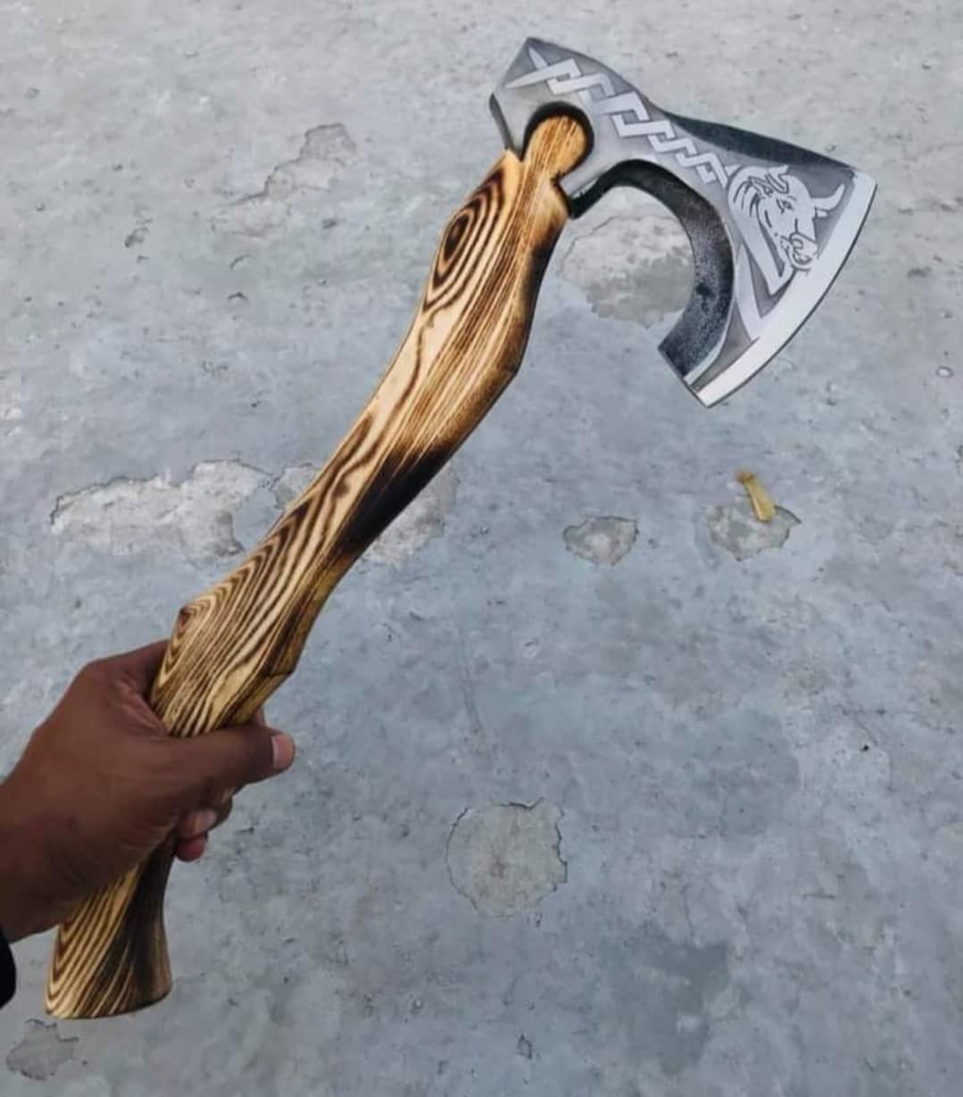 Viking Axe, Custom Handmade Engraved High Carbon Steel Axe
