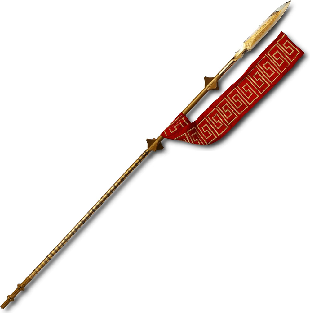 21 Carat Pure Gold  Plated Spear of Kratos Leviathan Handmade Brass Kratos's Spear Etched Blade Head Sharp Functional Spear. image 3