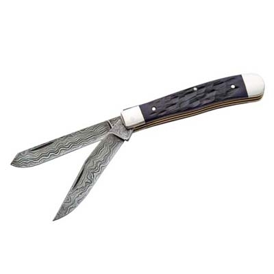 DAMASCUS TRAPPER FOLDING KNIFE
