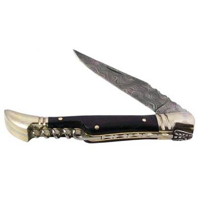 Damascus Steel Laguiole Knife 2-Pcs Horn Handle