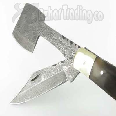Damascus Folding Pocket Knife Blade Axe image 3