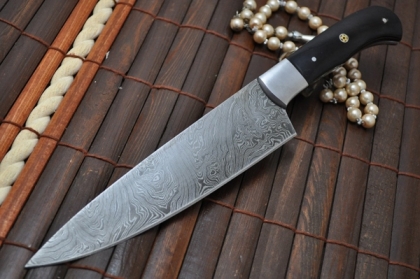DAMASCUS CHEF KNIFE BUFFALO HORN HANDLE
