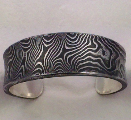 Handmade Damascus Steel Wide Bracelet