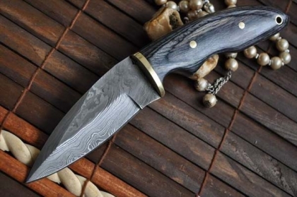 Custom Made Damascus Hunting Knife Filipino Style