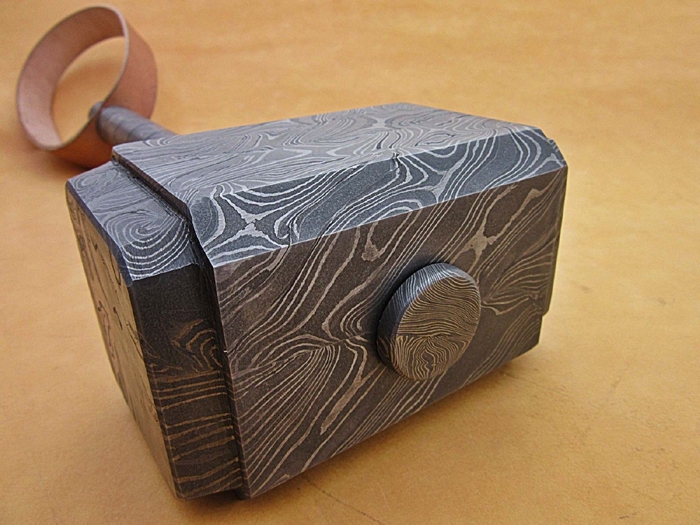 CUSTOM HAND FORGED DAMASCUS STEEL THOR HAMMER  image 2