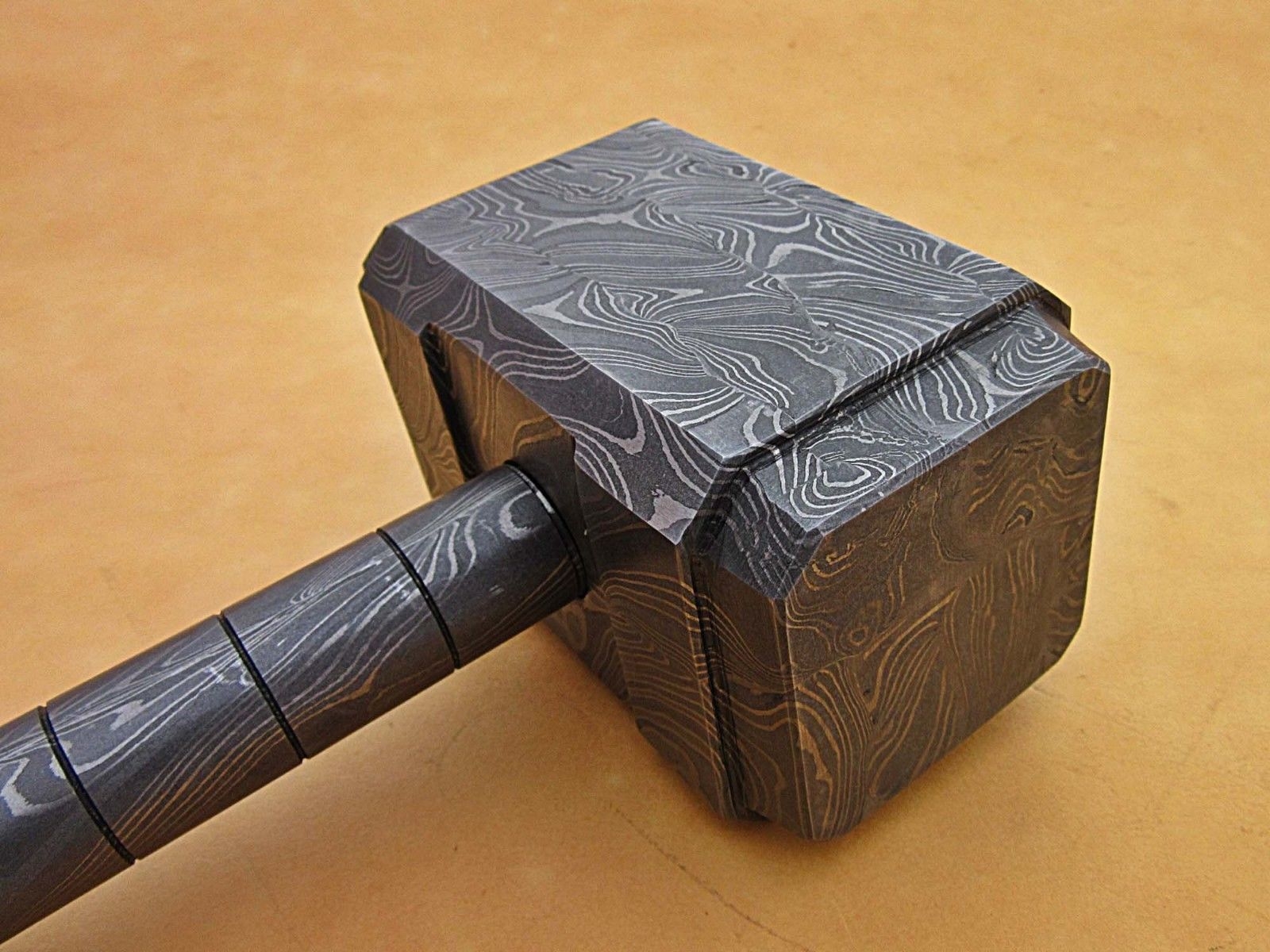 CUSTOM HAND FORGED DAMASCUS STEEL THOR HAMMER  image 4