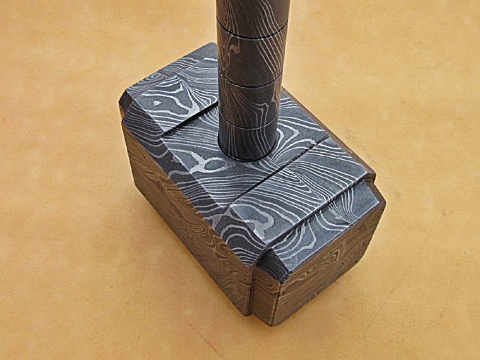 CUSTOM HAND FORGED DAMASCUS STEEL THOR HAMMER  image 5