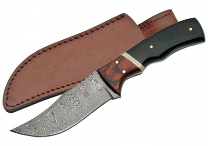 DAMASCUS HUNTING KNIFE HORN HANDLE