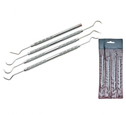 4 PIECE DENTAL PICK CARBON STEEL SET