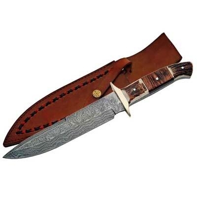  Damascus Hunting Knife Stag Handle