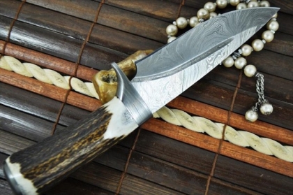Custom Made Damascus Hunting Knife Camping Knife