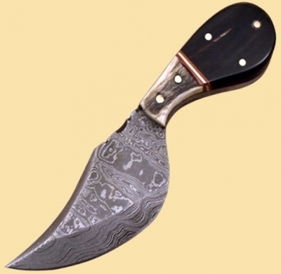 Damascus Skinner Knife Bone Handle