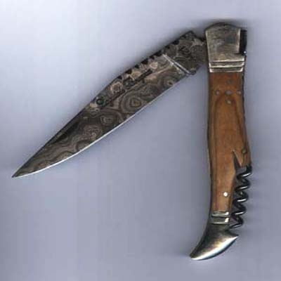 Damascus Steel Laguiole Knife 2-Pcs Wood Handle