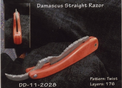 Damascus Steel Straight Shaving Razor 