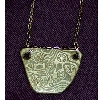 Damascus Steel Necklace Raindrop Pattern