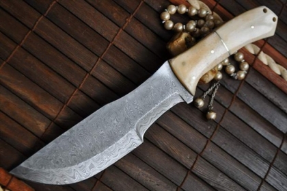 Custom Damascus Hunting Knife bowie knife