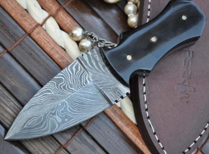  Custom Made Damascus Double Edge Hunting Knife  