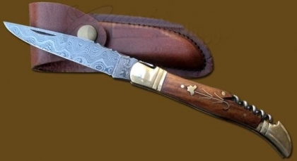 Damascus Steel Laguiole Knife 2-Pcs Wood Handle