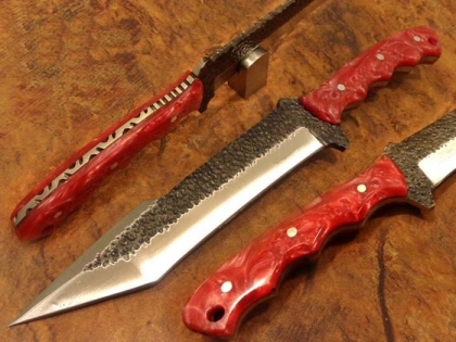Hammered Carbon Steel Hunting Knife