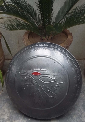 Medieval Metal Shield Wolf Head Engraved