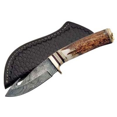  Damascus Hunting Knife Stag Handle