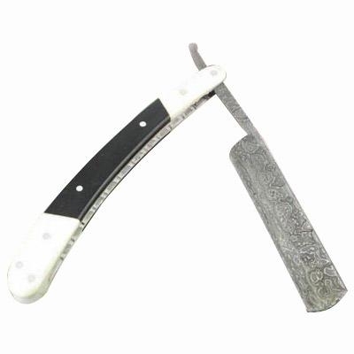 Damascus Steel Shaving Razor Horn Handle