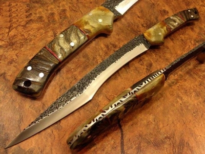 Hammered Carbon Steel Spartan Bowie Knife