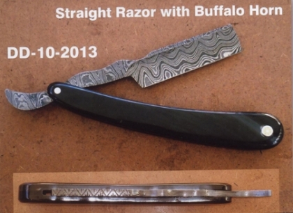 Damascus Steel Straight Shaving Razor Horn Handle