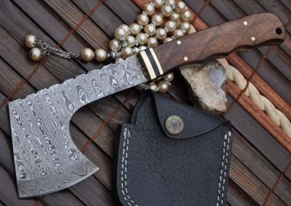 DAMASCUS HUNTING KNIFE THROWING AXE HUNTING HATCHET SURVIVAL TACTICAL