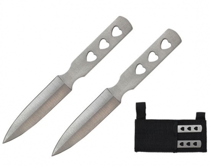 2-Pcs Aero Blades Triple Heart Throwing Knives Set