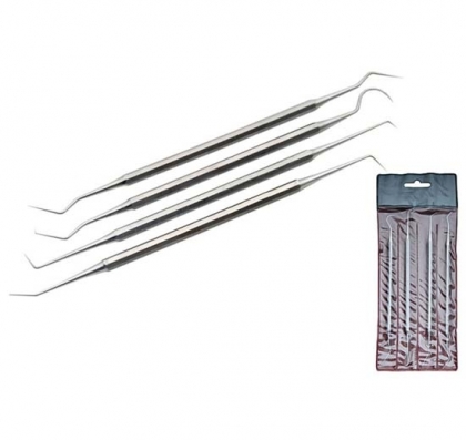 4 PIECE DENTAL PICK STAINLESS STEEL SET