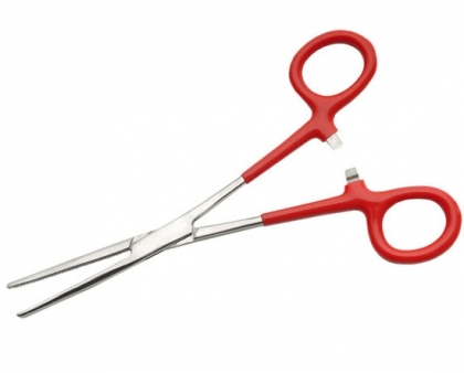 HEMOSTAT FORCEP STRAIGHT-CURVED WITH RED PVC GRIP