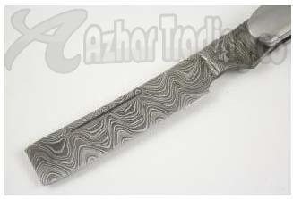 Damascus Steel Shaving Razor Wood Handle image 2