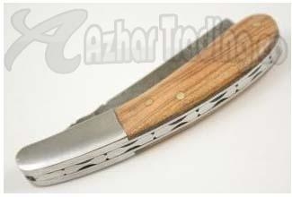 Damascus Steel Shaving Razor Wood Handle image 3