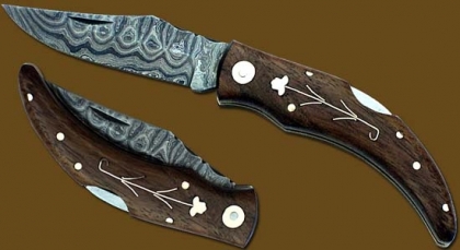 Damascus Steel Laguiole Banana Knife Bone Handle