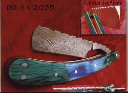 Damascus Steel Straight Shaving Razor Wood Handle